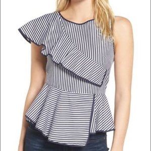 NWT Parker Carly Asymmetric Stripe Top